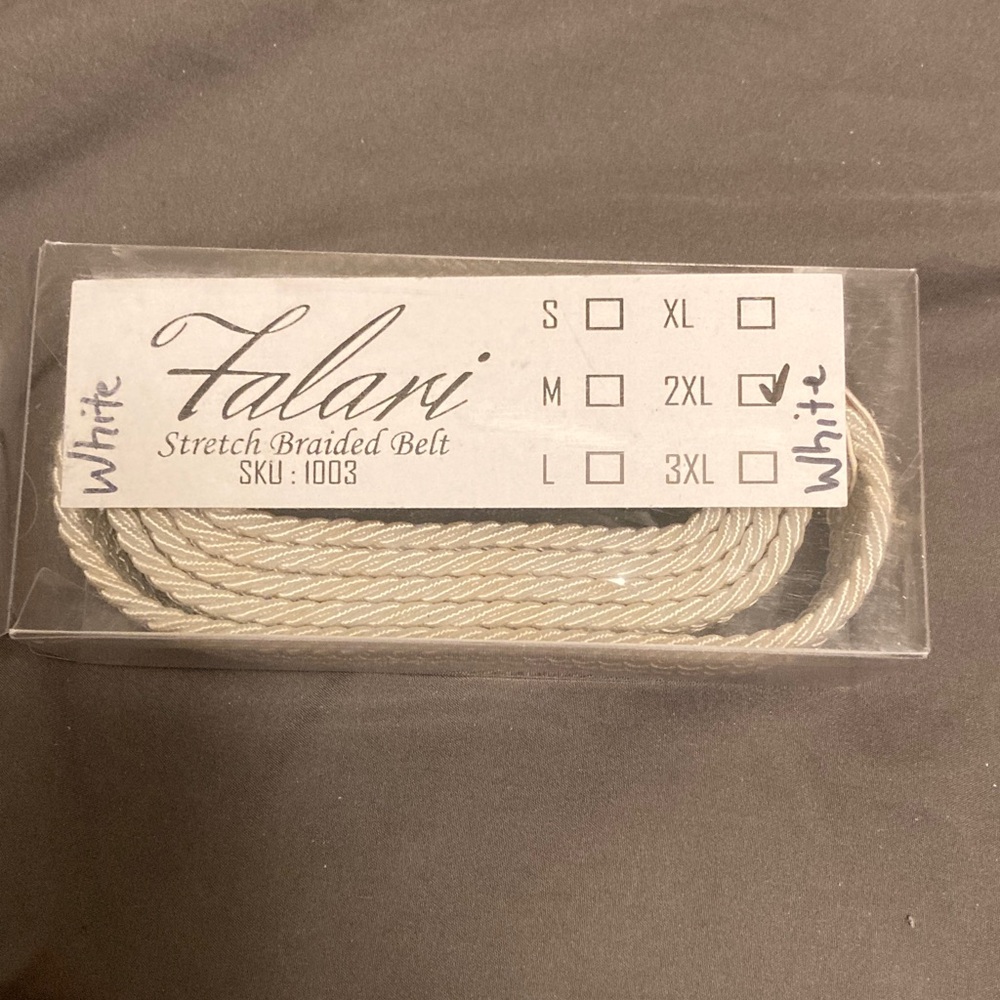 White Stretch Braided Belt 2XL